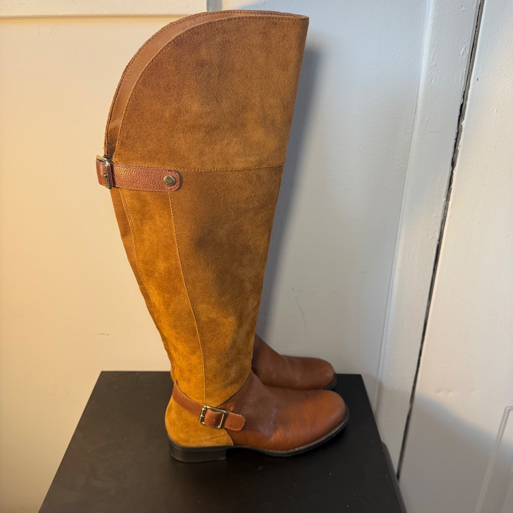 Naturalizer January Wide Calf Brown Leather Suede Overβ Knee Riding Boots 5.5 M